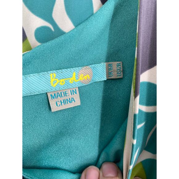 Boden Dress Women's 12 Green Paisley Print Silk Shift Cruise - Picture 3 of 8